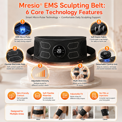 🥭Smart Micro-Pulse EMS Sculpting Belt – For Waist, Arms, Thighs & Calves