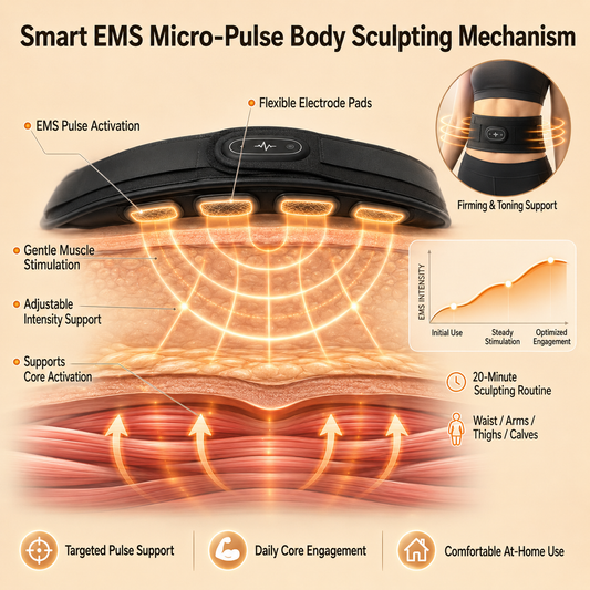 🥭Smart Micro-Pulse EMS Sculpting Belt – For Waist, Arms, Thighs & Calves