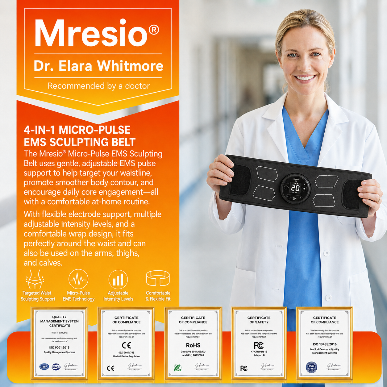 🥭Smart Micro-Pulse EMS Sculpting Belt – For Waist, Arms, Thighs & Calves